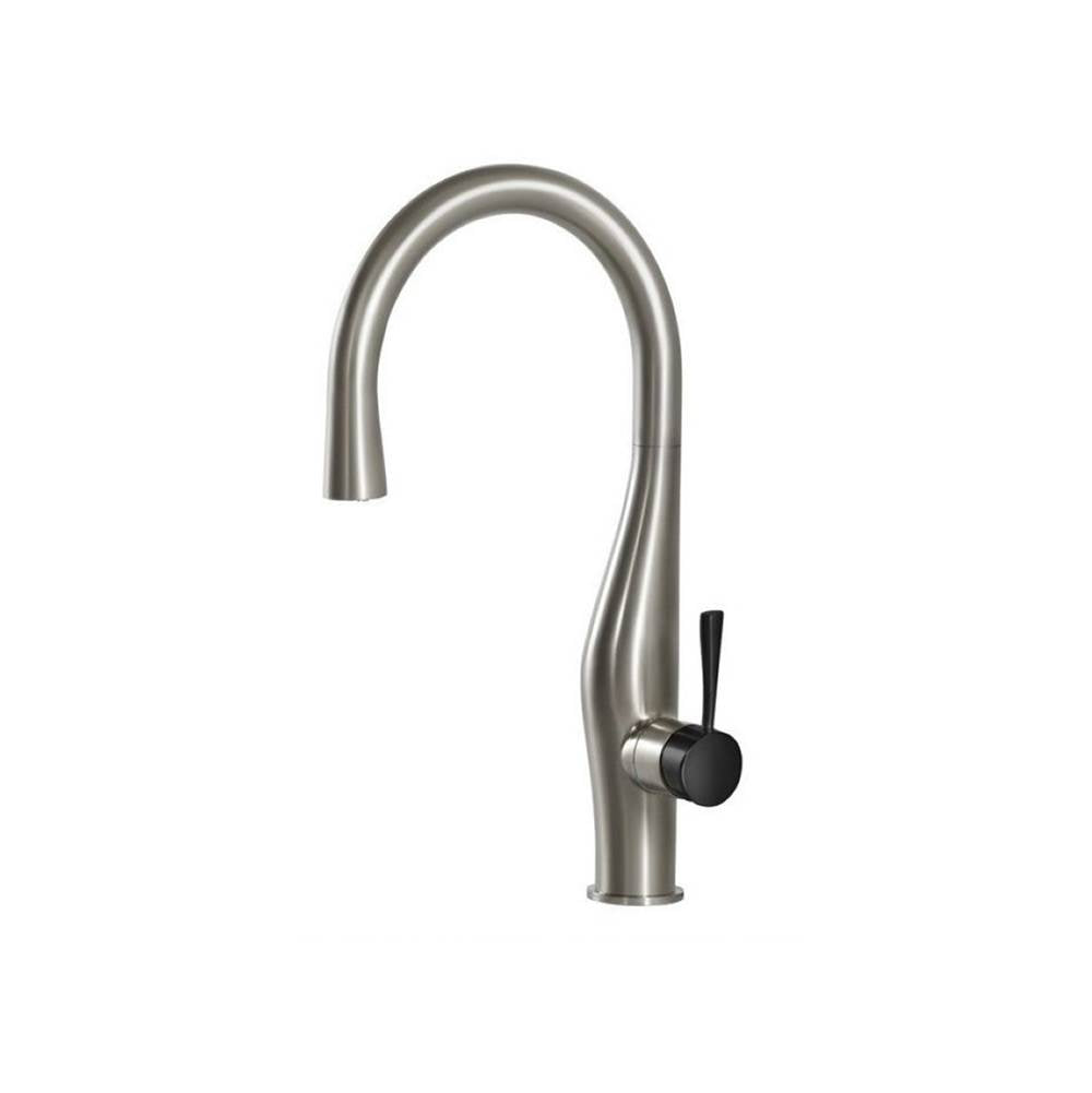 Hamat - Imagine Dual Function Hidden Pull Down Kitchen Faucet in Brushed Nickel and Matte Black - Brushed Nickel With Matte Black