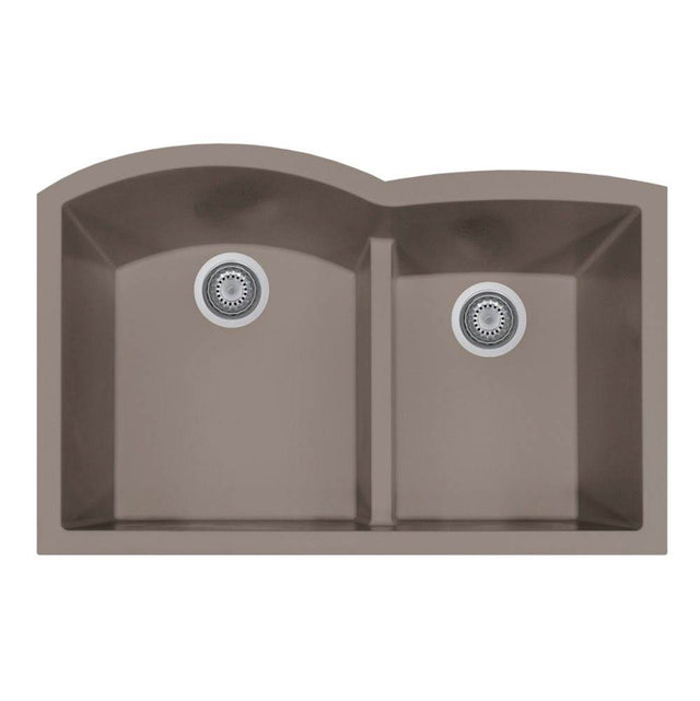 Hamat - SiOStone 33'' Undermount Double Bowl Granite Kitchen Sink, White - White