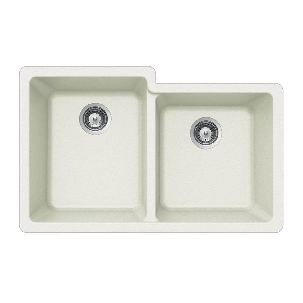 Hamat - SiOStone 33'' Granite Undermount 60/40 Double Bowl Kitchen Sink, Slate - Slate
