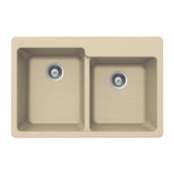 Hamat - SiOStone 33'' Granite Topmount 60/40 Double Bowl Kitchen Sink, Slate - Slate