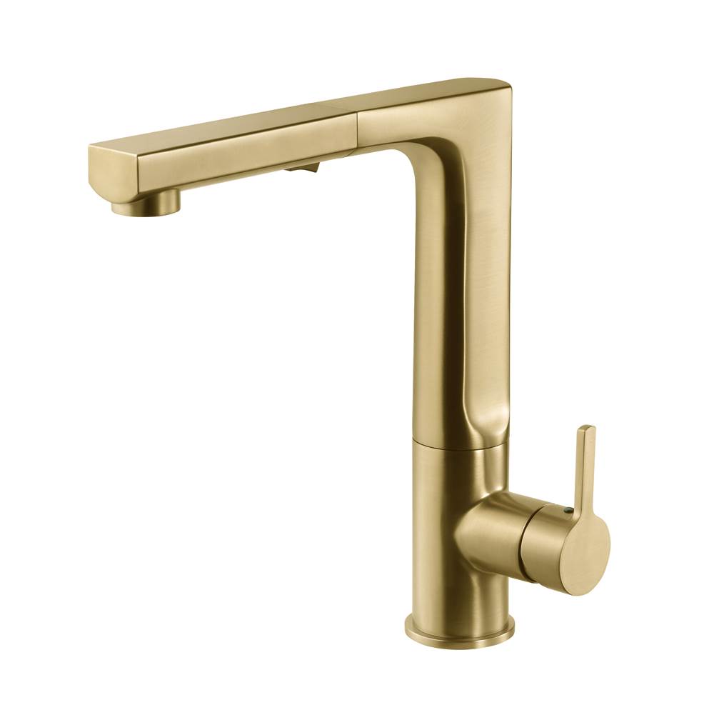 Hamat - Storm Dual Function Pull Out Kitchen Faucet in Brushed Brass - Brushed Brass