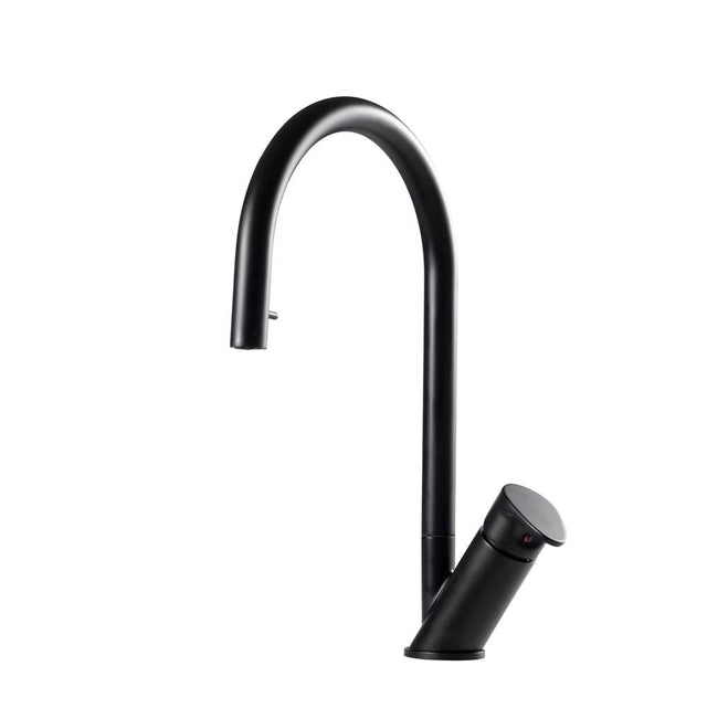 Hamat - Wave Single Function Hidden Pull Down Kitchen Faucet in Matte Black - Matte Black