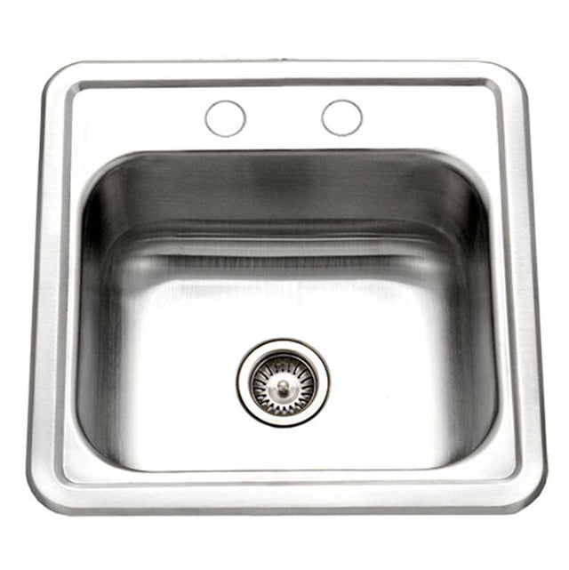 Hamat - Hotel 15'' Topmount Stainless Steel 2-Holes Bar/Prep Sink, Bulk Pack - Stainless Steel