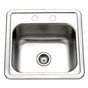 Hamat - Hotel 15'' Topmount Stainless Steel 2-Holes Bar/Prep Sink, Bulk Pack - Stainless Steel