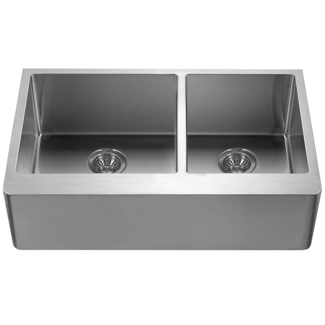 Hamat - Hudson 33'' Apron Front 60/40 Double Bowl Kitchen Sink - Stainless Steel