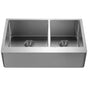Hamat - Hudson 33'' Apron Front 60/40 Double Bowl Kitchen Sink - Stainless Steel