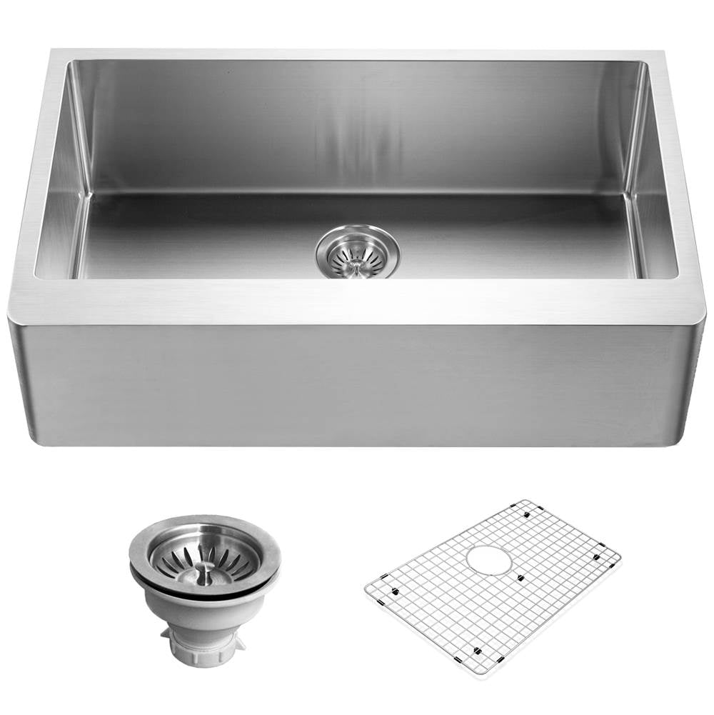 Hamat - Hudson 33'' Apron Front Large Single Bowl Kitchen Sink - Stainless Steel
