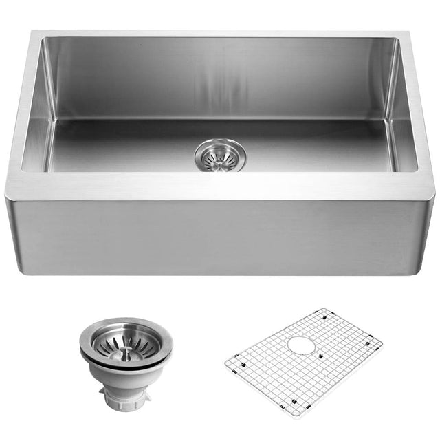 Hamat - Hudson 33'' Apron Front Large Single Bowl Kitchen Sink - Stainless Steel