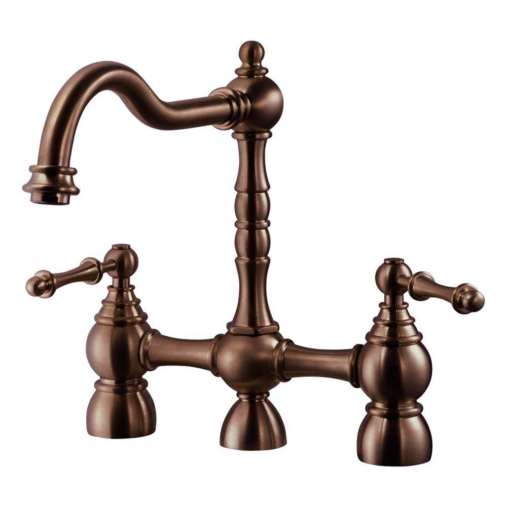 Hamat - Nottingham Two Handle Bridge Faucet with Side Spray in Antique Copper - Antique Copper