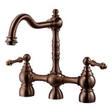 Hamat - Nottingham Two Handle Bridge Faucet with Side Spray in Antique Copper - Antique Copper