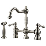 Hamat - Nottingham Two Handle Bridge Faucet with Side Spray in Brushed Nickel - Brushed Nickel