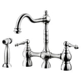 Hamat - Nottingham Two Handle Bridge Faucet with Side Spray in Polished Nickel - Polished Nickel