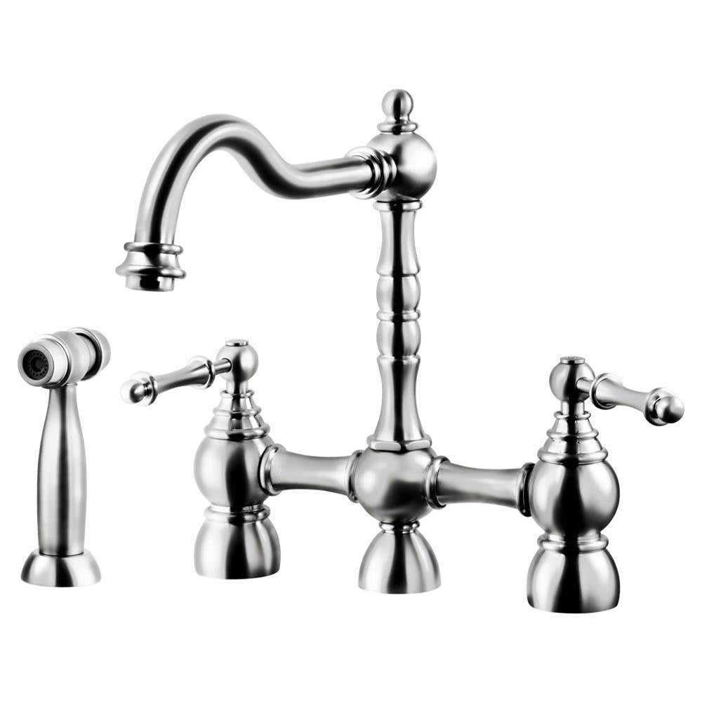 Hamat - Nottingham Two Handle Bridge Faucet with Side Spray in Polished Chrome - Polished Chrome