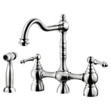 Hamat - Nottingham Two Handle Bridge Faucet with Side Spray in Polished Chrome - Polished Chrome