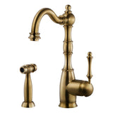 Hamat - Nottingham Traditional Brass Single Lever Faucet with Side Spray in Antique Brass - Antiue Brass