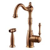 Hamat - Nottingham Traditional Brass Single Lever Faucet with Side Spray in Antique Copper - Antique Copper