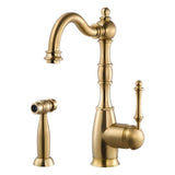 Hamat - Nottingham Traditional Brass Single Lever Faucet with Side Spray in Brushed Brass - Brushed Brass