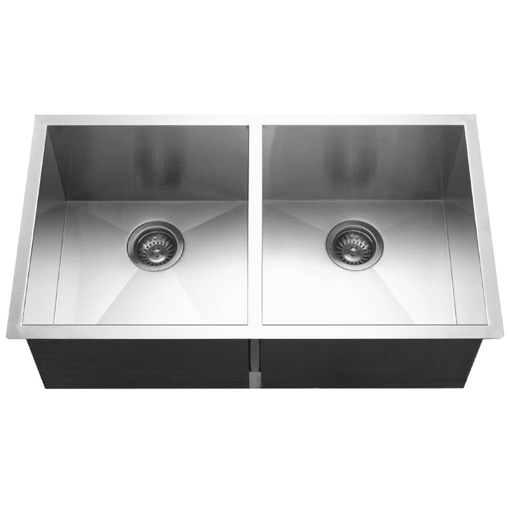 Hamat - Prizm 33'' ADA Zero Radius Undermount Stainless Steel Sink, 5'' Depth - Stainless Steel