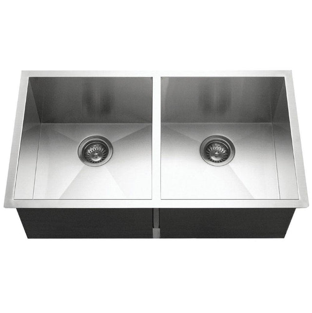 Hamat - Prizm 33'' ADA Zero Radius Undermount Stainless Steel Sink, 5-1/2'' Depth - Stainless Steel