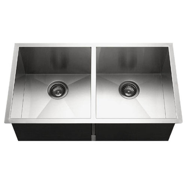 Hamat - Prizm 33'' Undermount Stainless Steel 50/50 Double Bowl Kitchen Sink - Stainless Steel