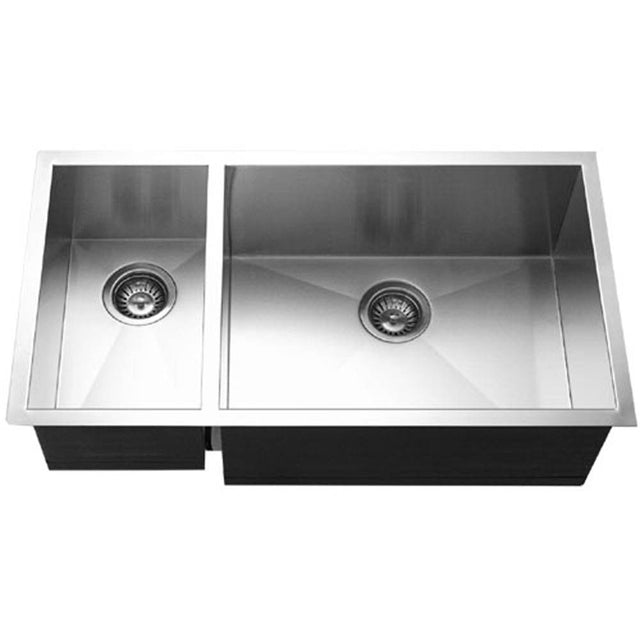 Hamat - Prizm 33'' Undermount Stainless Steel 70/30 Double Bowl Kitchen Sink, Prep bowl left - Stainless Steel