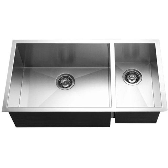 Hamat - Prizm 33'' Undermount Stainless Steel 70/30 Double Bowl Kitchen Sink, Prep bowl Right - Stainless Steel