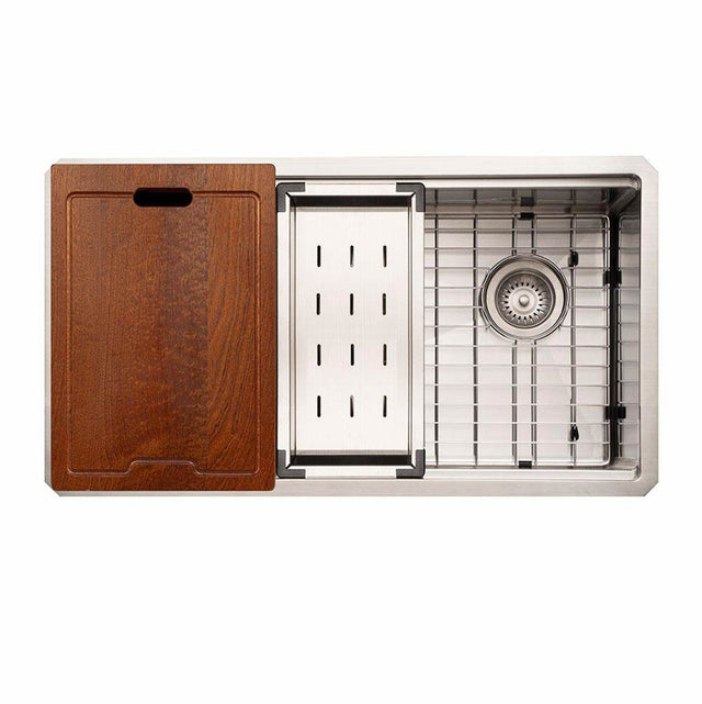 Hamat - Rendezvous 32'' Single Level Undermount 16GA Stainless Steel Offset Sink - Stainless Steel