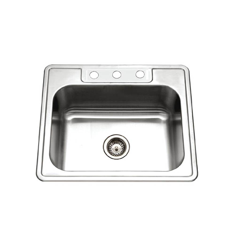 Hamat - Revive 25'' Topmount Stainless Steel 3-hole Single Bowl Kitchen Sink, 9'' Depth - Stainless Steel