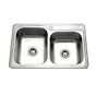 Hamat - Revive 33'' Topmount Stainless Steel 1-hole 60/40 Double Bowl Kitchen Sink - Stainless Steel