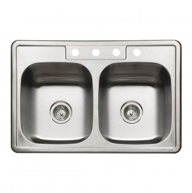 Hamat - Revive 33'' Topmount Stainless Steel 4-hole Single Bowl Kitchen Sink, 7'' Depth, Bulk Pack - Stainless Steel