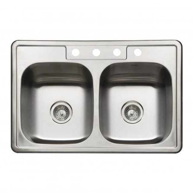 Hamat - Revive 33'' Topmount Stainless Steel 4-hole Single Bowl Kitchen Sink, 7'' Depth, Bulk Pack - Stainless Steel