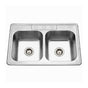 Hamat - Revive 33'' Topmount Stainless Steel 3-hole 50/50 Double Bowl Kitchen Sink, 9'' Depth - Stainless Steel