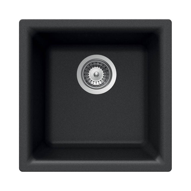 Hamat - SiOStone 16'' Granite Dual Mount Bar/Prep Sink, Black - Black