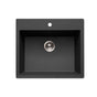 Hamat - SiOStone 25'' Granite Topmount Single Bowl Kitchen Sink, Black - Black