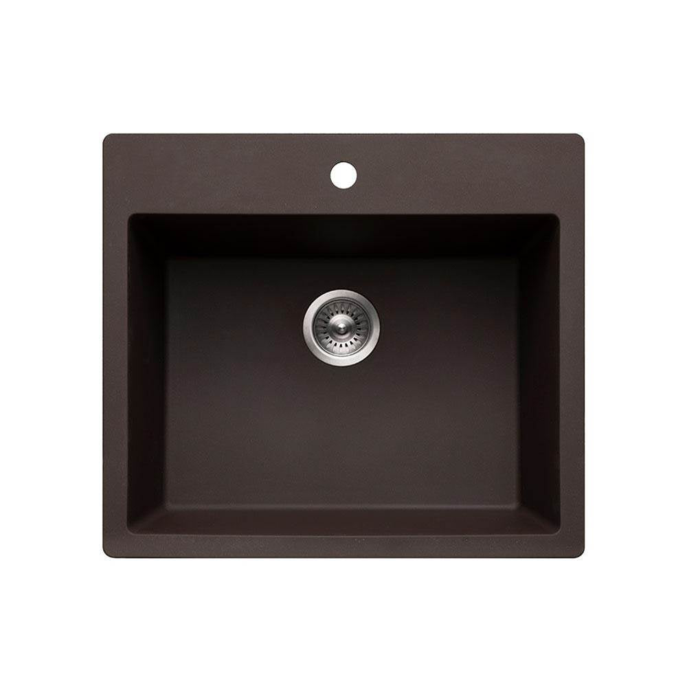 Hamat - SiOStone 25''  Granite Topmount Single Bowl Kitchen Sink, Mocha - Mocha