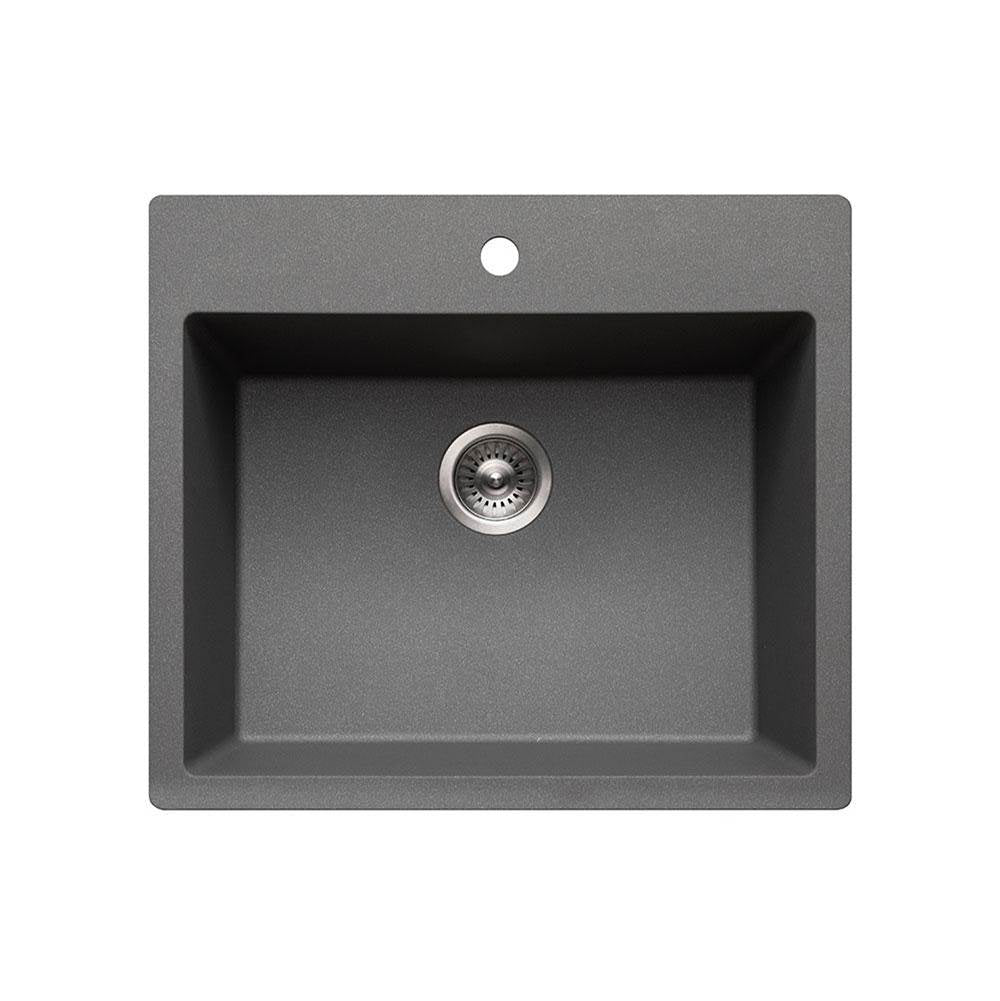 Hamat - SiOStone 25''  Granite Topmount Single Bowl Kitchen Sink, Slate - Slate