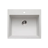 Hamat - SiOStone 25'' Granite Topmount Single Bowl Kitchen Sink, White - White