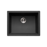Hamat - SiOStone 24'' Granite Undermount Single Bowl Kitchen Sink, Black - Black
