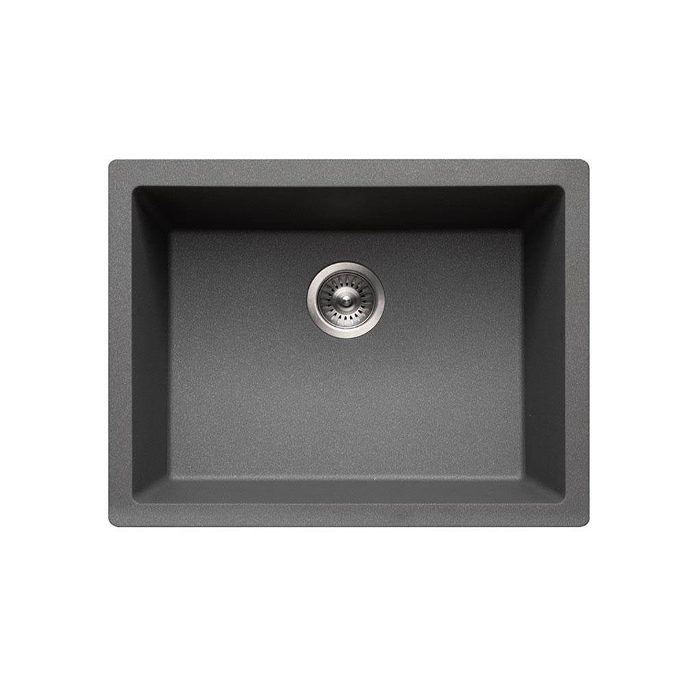 Hamat - SiOStone 24''  Granite Undermount Single Bowl Kitchen Sink, Slate - Slate