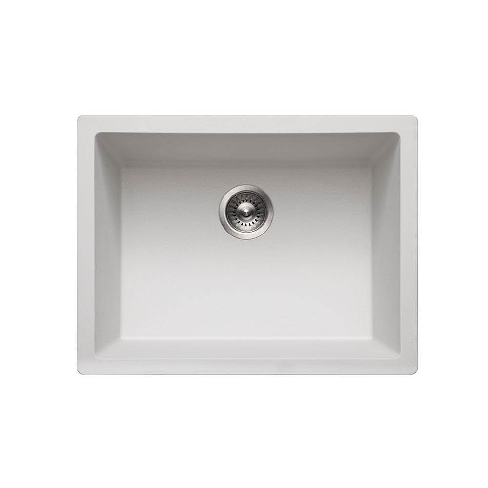 Hamat - SiOStone 24'' Granite Undermount Single Bowl Kitchen Sink, White - White