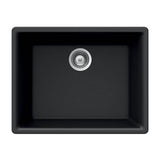 Hamat - SiOStone 24'' Granite Undermount Single Bowl Kitchen Sink, Black - Black