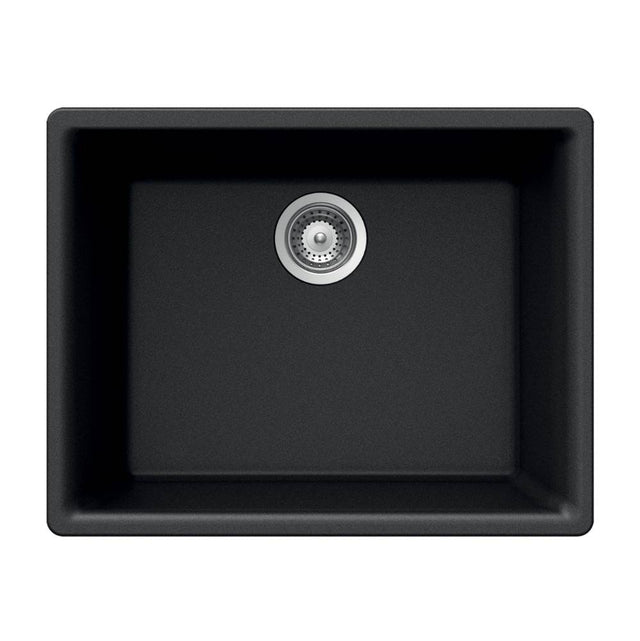 Hamat - SiOStone 24'' Granite Undermount Single Bowl Kitchen Sink, Black - Black