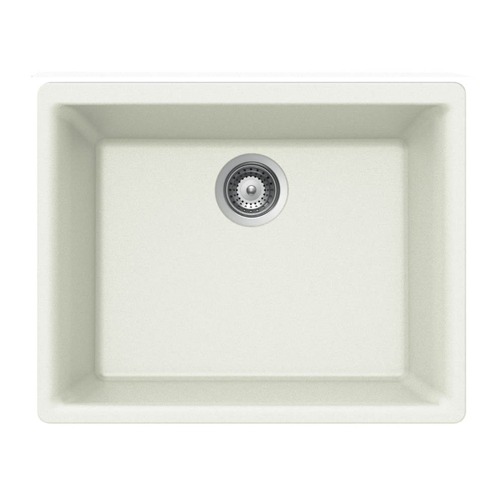 Hamat - SiOStone 24'' Granite Undermount Single Bowl Kitchen Sink, White - White