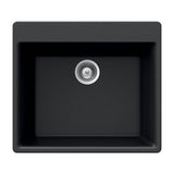 Hamat - SiOStone 24'' Granite Topmount Single Bowl Kitchen Sink, Black - Black