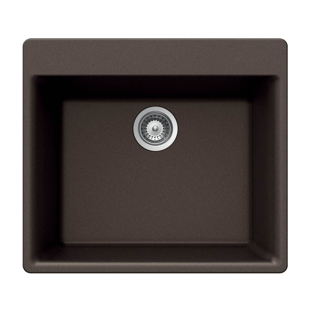 Hamat - SiOStone 24'' Granite Topmount Single Bowl Kitchen Sink, Mocha - Mocha