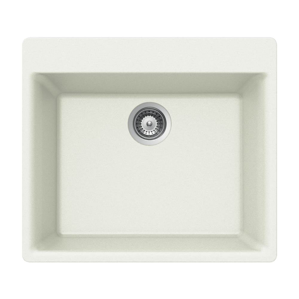 Hamat - SiOStone 24'' Granite Topmount Single Bowl Kitchen Sink, White - White