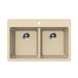 Hamat - SiOStone 33'' Granite Topmount 50/50 Double Bowl Kitchen Sink, Sand - Sand