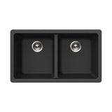Hamat - SiOStone 31'' Granite Undermount 50/50 Double Bowl Kitchen Sink, Black - Black