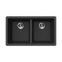 Hamat - SiOStone 31'' Granite Undermount 50/50 Double Bowl Kitchen Sink, Black - Black