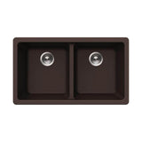 Hamat - SiOStone 31'' Granite Undermount 50/50 Double Bowl Kitchen Sink, Mocha - Mocha